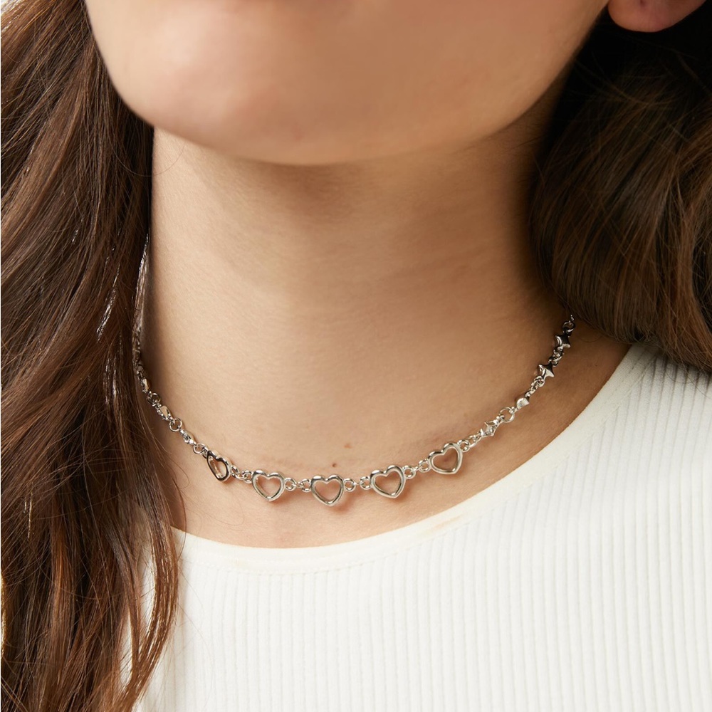 Heart Choker Chain Necklace